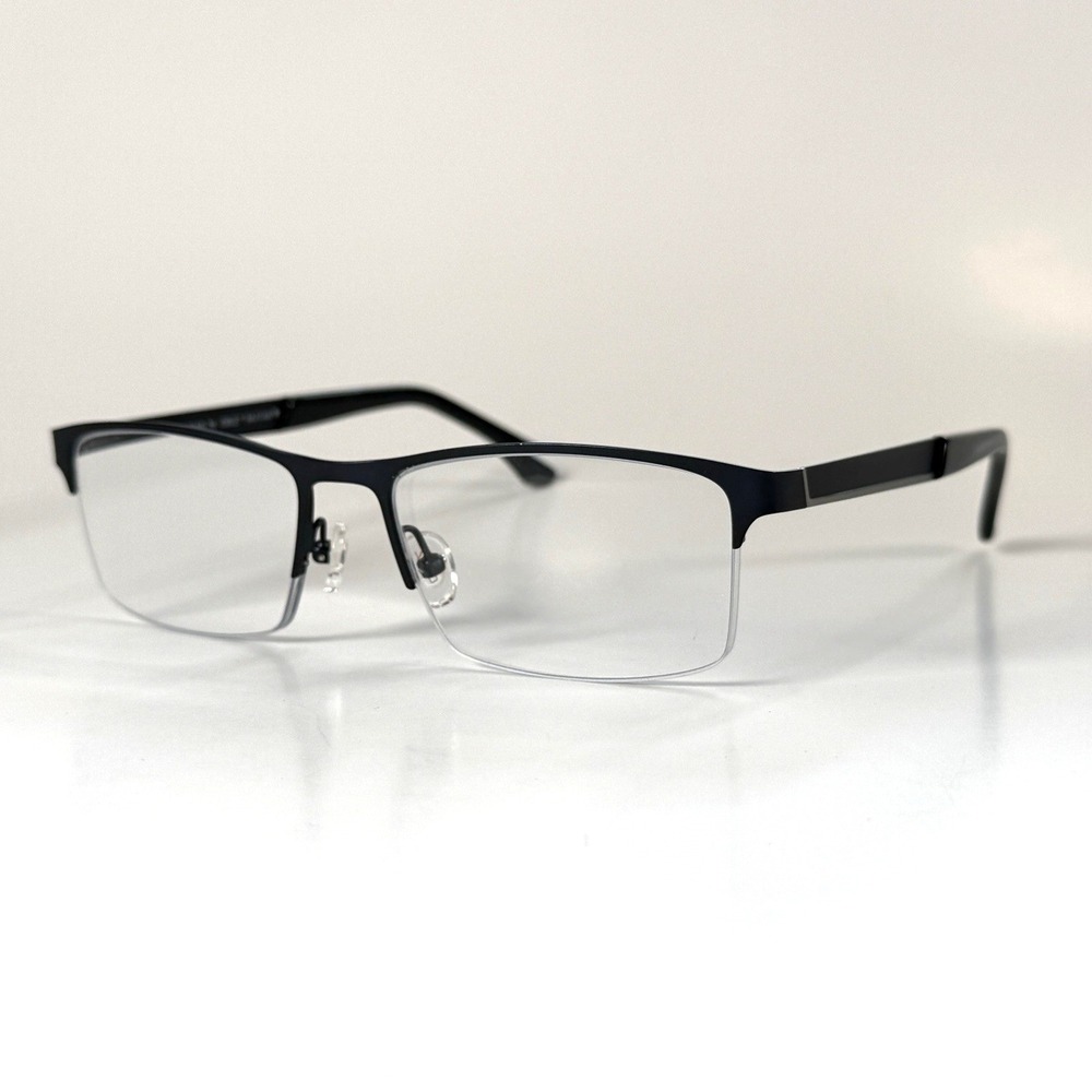 Cruz‎ Rockaway Blvd Eyeglasses Frame Only 54-17-140 Navy Mens Half Rim Metal